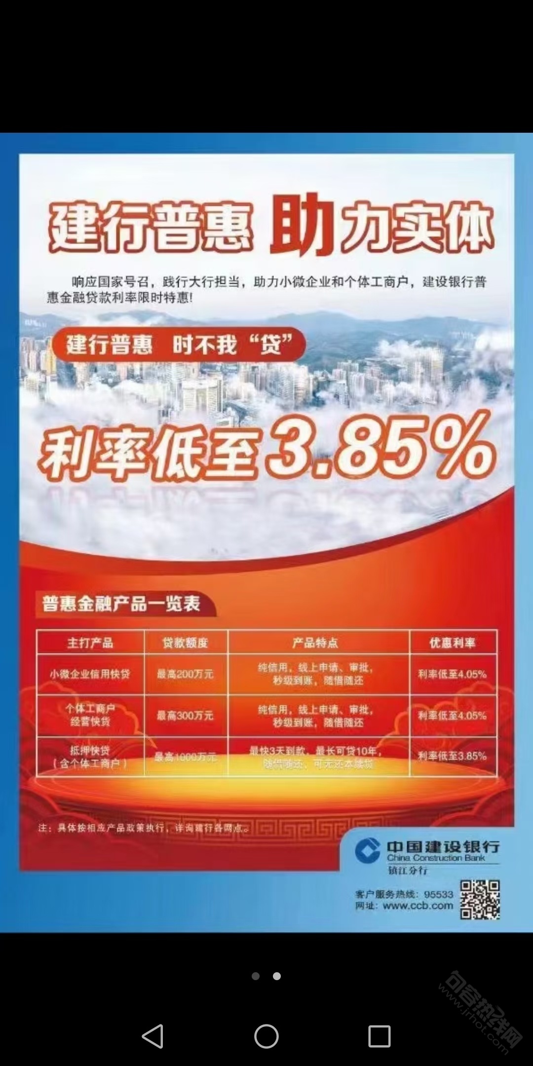 建行普惠金融抵押类贷款年利率385起信用类贷款年利率405起